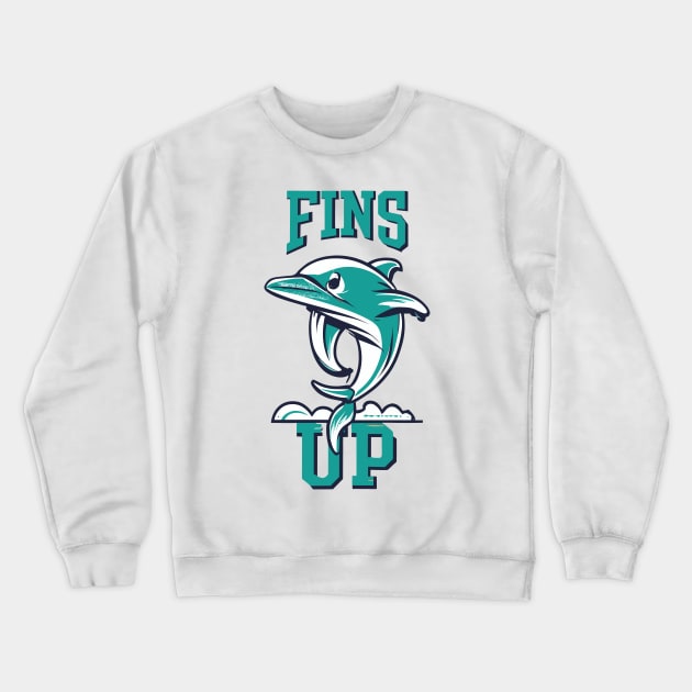 Fins Up For Dolphin Crewneck Sweatshirt by jorinde winter designs